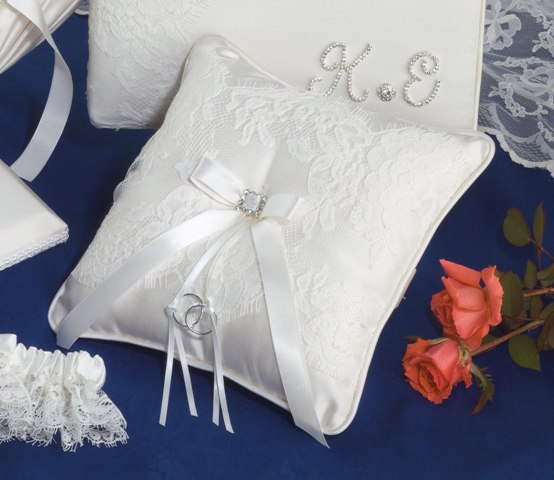 Satin Ring Pillow w/ Lace & Buckle Satin Ring Pillow w/ Lace & Buckle